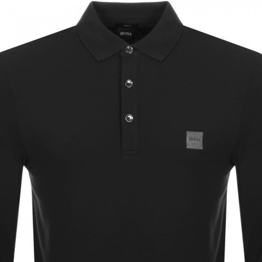 Alternative Image for ProductBOSS Long Sleeved Polo T Shirt Black2